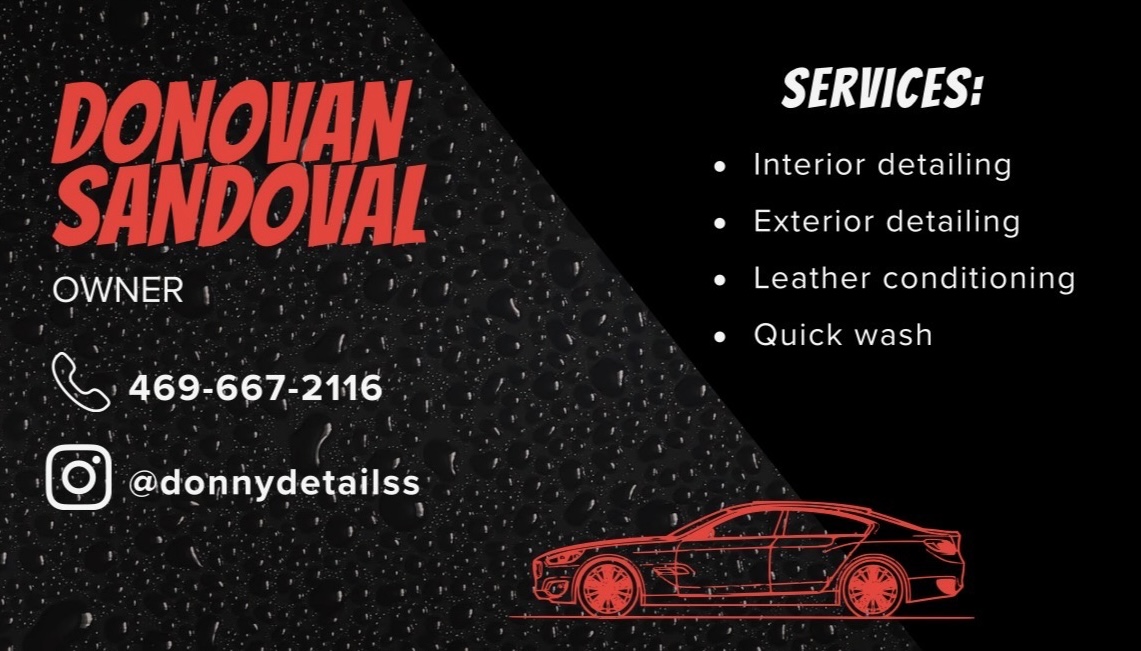 Donny Details advertisement for Donovan Sandoval auto detailing services