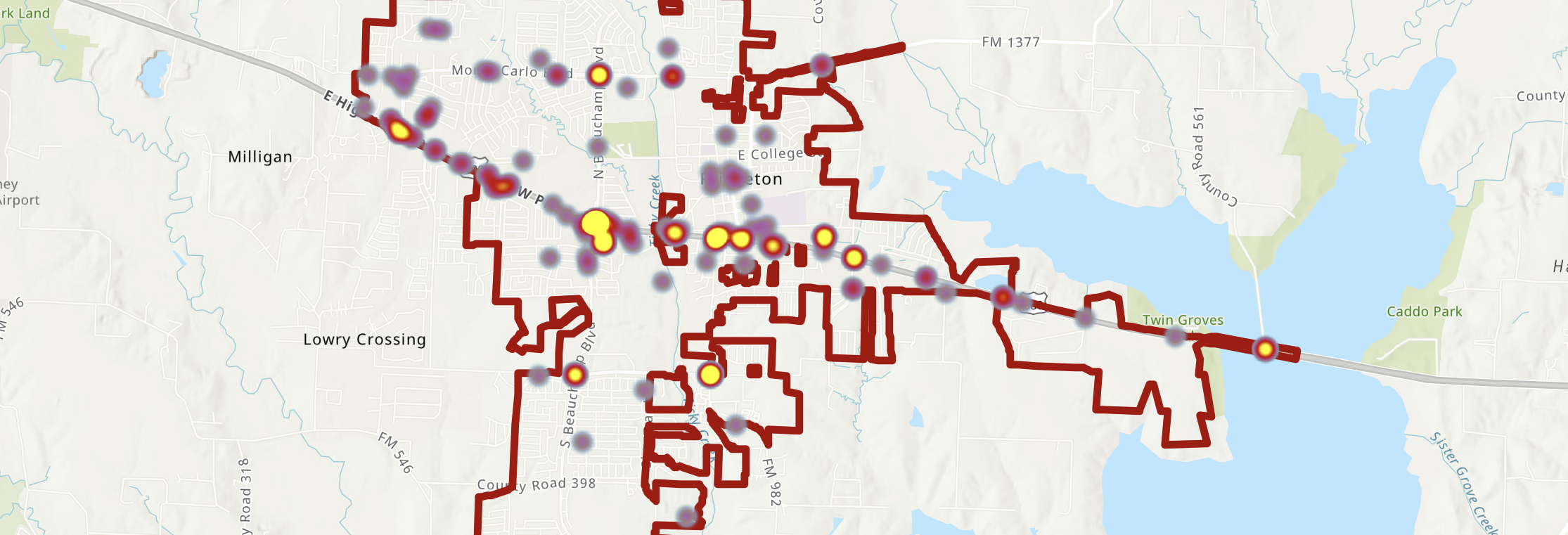Princeton Police calls-for-service heat map